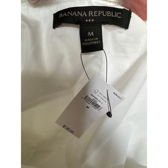 NWT Banana Republic Poplin Mini Tiered Dress V back in white size medium - Picture 9 of 10